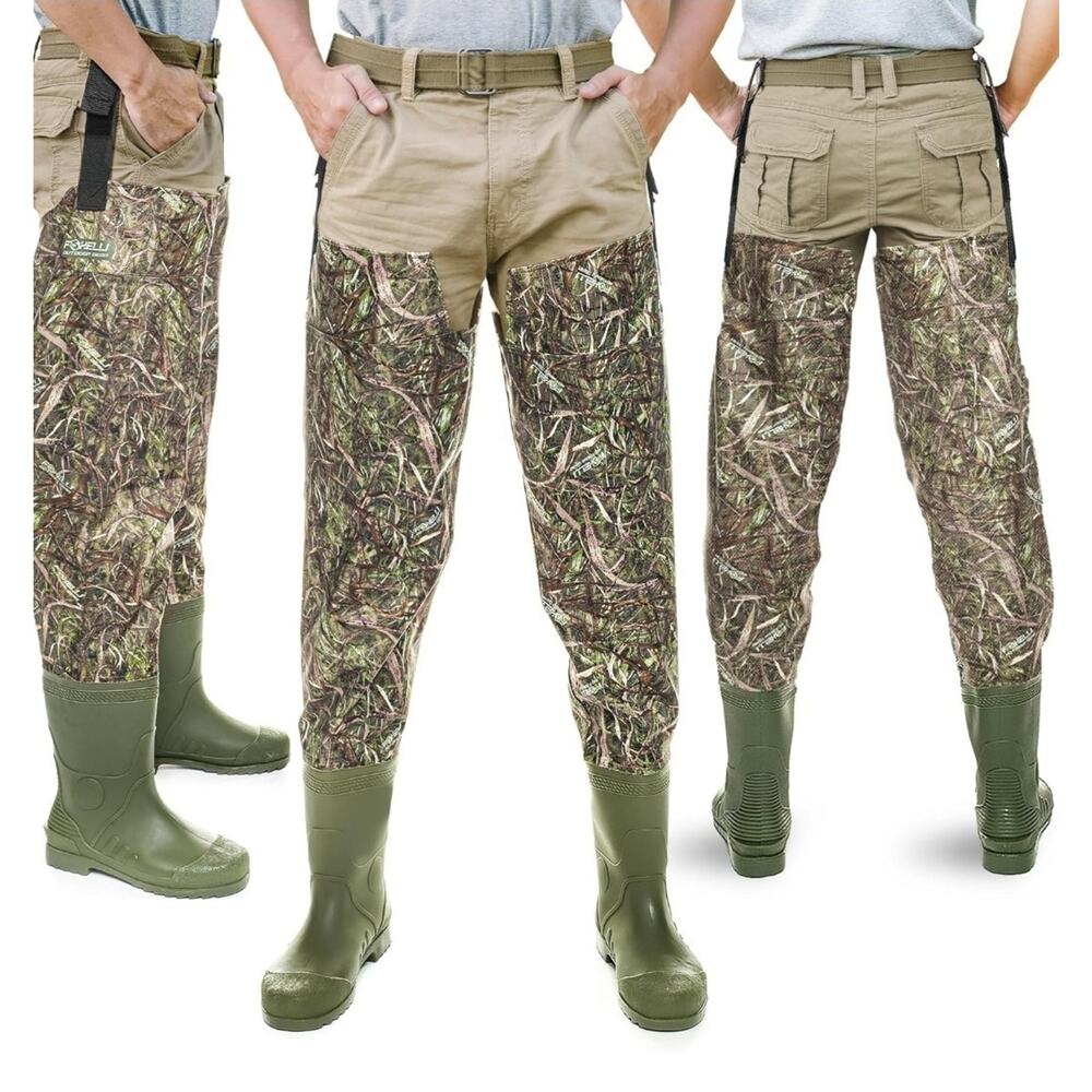 Foxelli Nylon Hip Waders Camo Fishing Hunting Boots Men’s Size 9 - NEW Open Box